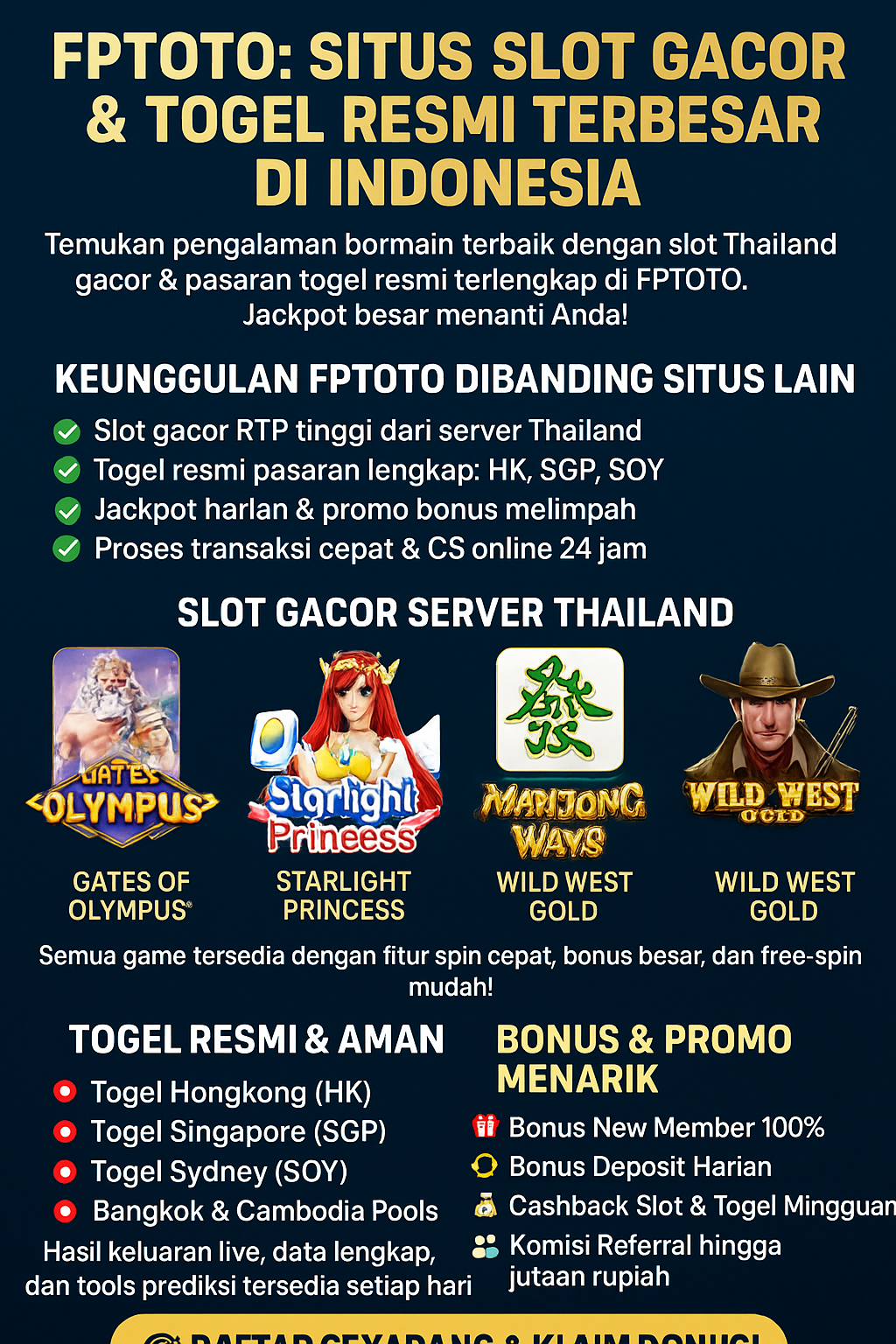 FPTOTO Situs Slot Gacor & Togel Resmi Terbesar Indonesia